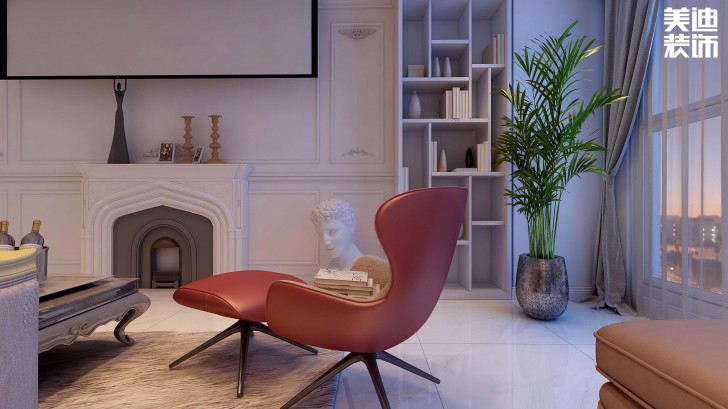君華御庭87平方米法式網紅風格裝修案例效果圖--客廳