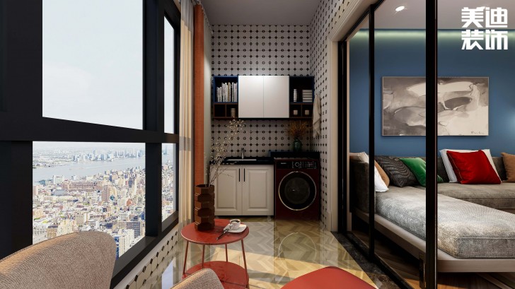 福捷.華中城124平方米折衷主義混搭風格案例效果圖--陽臺