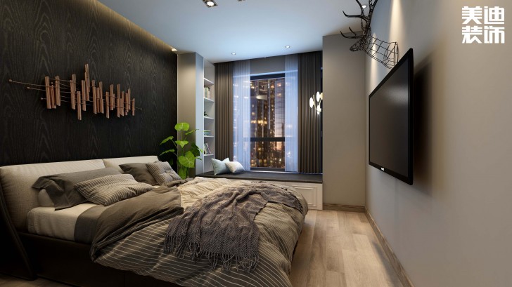 濱江中心城117平方米現代輕奢風格案例效果圖--臥室
