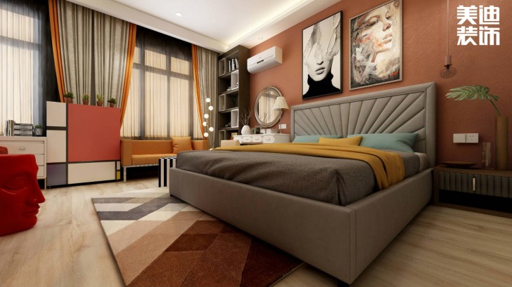 福捷.華中城124平方米折衷主義混搭風格案例效果圖--臥室