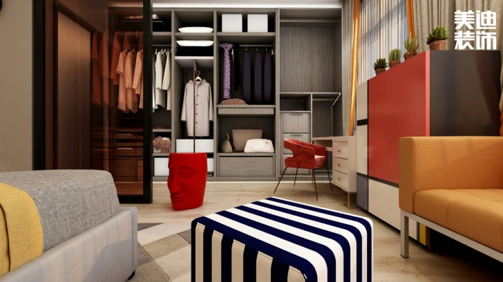 福捷.華中城124平方米折衷主義混搭風格案例效果圖--客廳