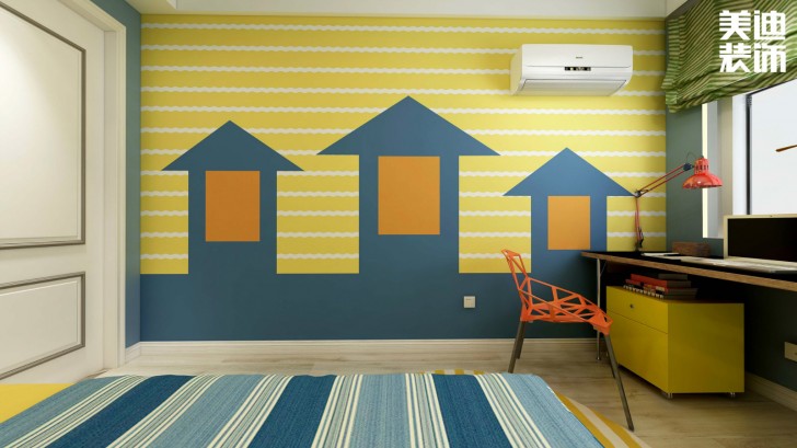 福捷.華中城124平方米折衷主義混搭風格案例效果圖--兒童房