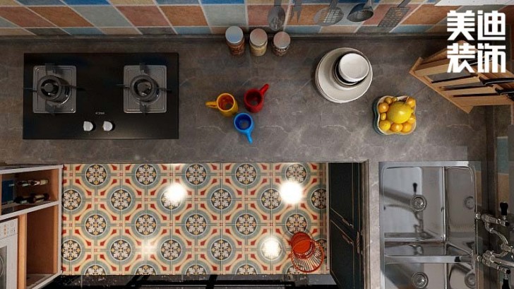 福捷.華中城124平方米折衷主義混搭風格案例效果圖--廚房