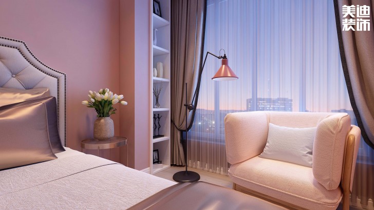 君華御庭87平方米法式網紅風格裝修案例效果圖--臥室