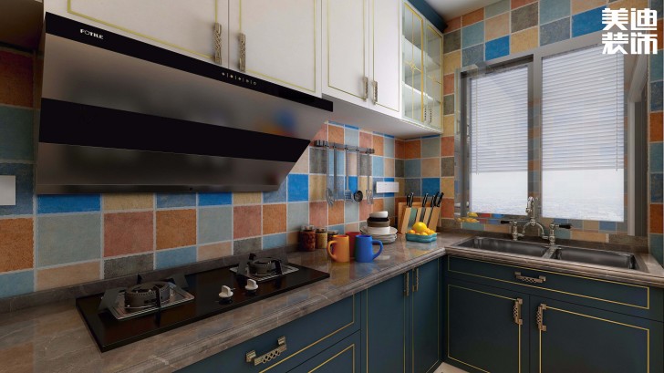 福捷.華中城124平方米折衷主義混搭風格案例效果圖--廚房