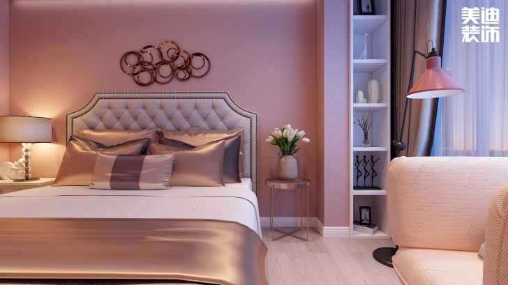 君華御庭87平方米法式網紅風格裝修案例效果圖--臥室