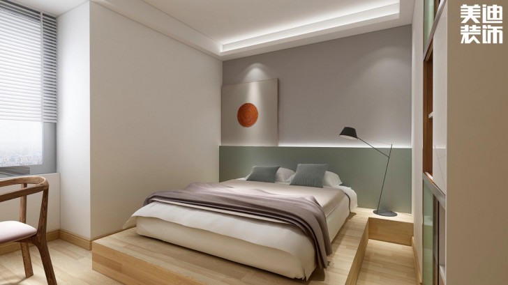 萬達湖公館100平米新中式風格案例效果圖--臥室