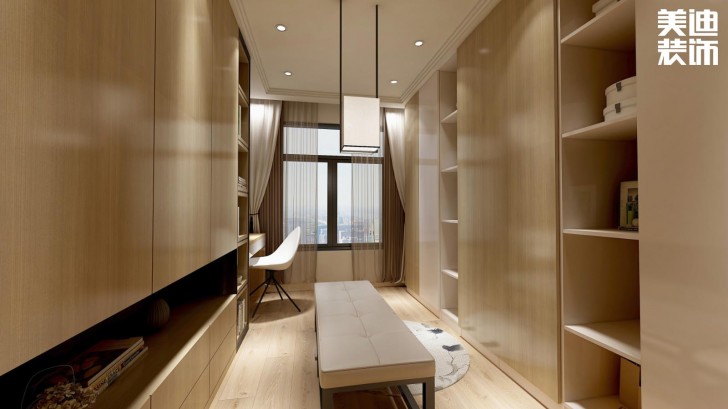 萬達湖公館100平米新中式風格案例效果圖--衣帽間