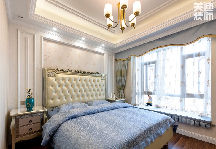 雙灣國際215平米法式輕奢風裝修案例實拍圖-臥室