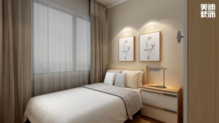 美萊美城市廣場97㎡北歐風(fēng)格案例效果圖--臥室