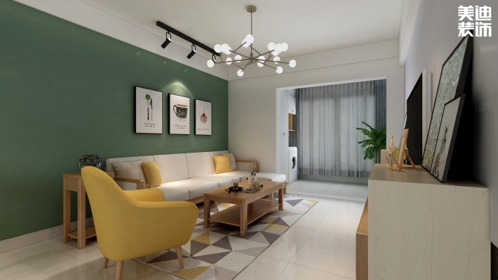 美萊美城市廣場97㎡北歐風(fēng)格案例效果圖--客廳