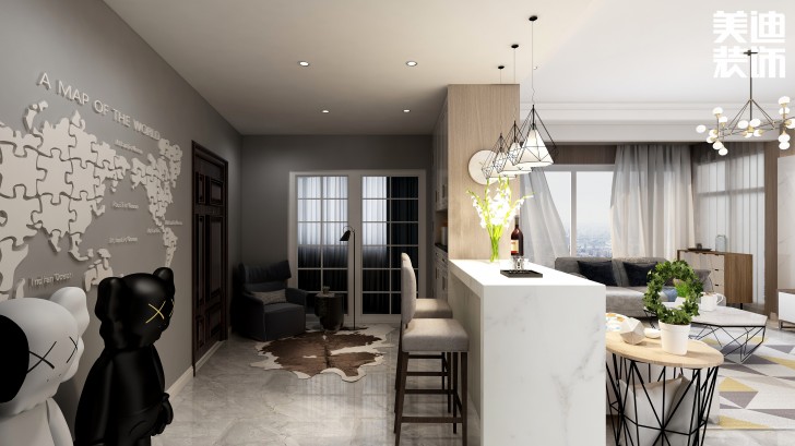 水墨林溪135㎡現(xiàn)代風格案例效果圖