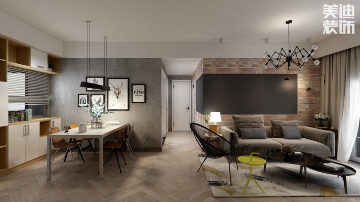 陽光城·尚東灣89㎡工業風格案例效果圖