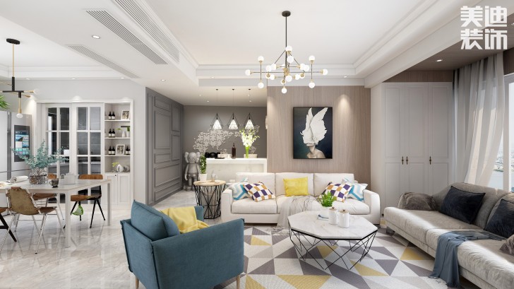 水墨林溪135㎡現(xiàn)代風格案例效果圖