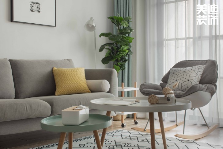 鑫遠御文臺100平方米北歐風格案例效果圖--客廳