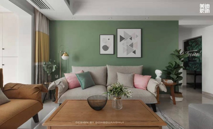 北京御園130平方米北歐風格案例效果圖--客廳