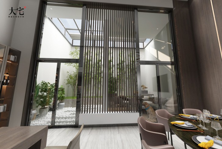 恒基旭輝湖山賦500平方米現代輕奢風格案例效果圖-餐廳