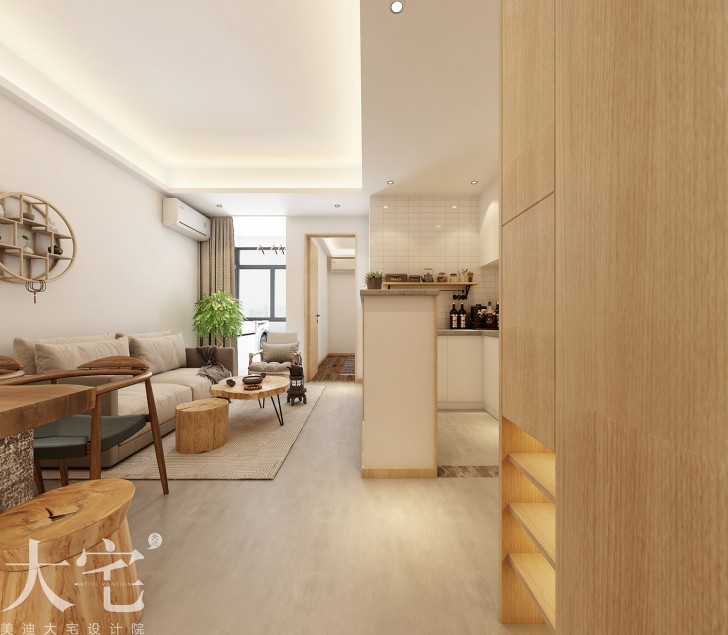 五一廣場商圈50平方米北歐風格民宿公寓案例效果圖-過道