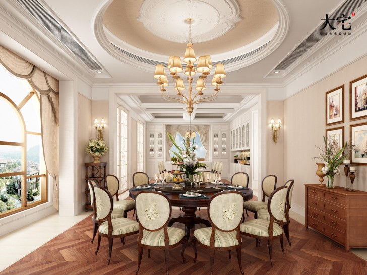 昆侖和府1300平方米美式風格案例效果圖-餐廳