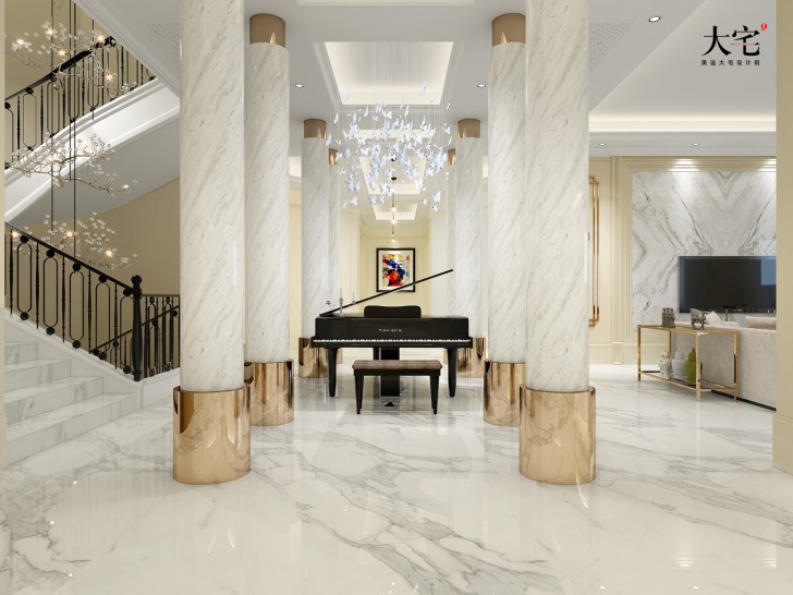 青竹園云樹苑800平方米現代輕奢風格案例效果圖-過道