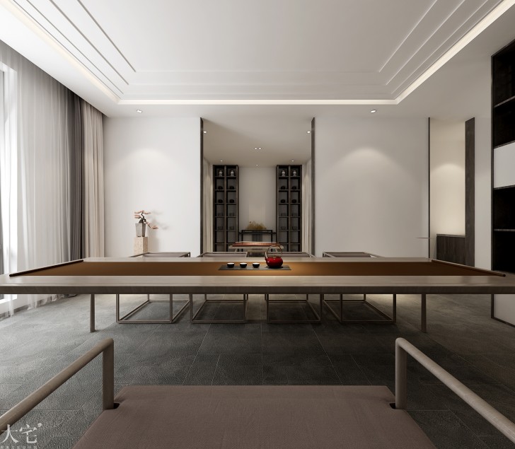 樹木嶺自然公寓120平方米新中式風格茶室案例效果圖-主泡臺