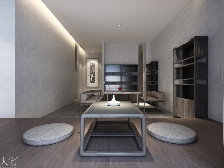 樹木嶺自然公寓120平方米新中式風格茶室案例效果圖-茶亭