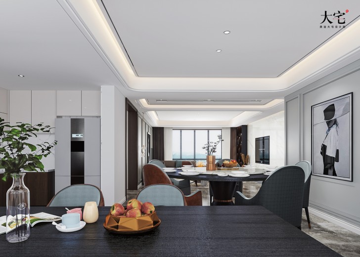 湘江壹號245平方米意式輕奢風格案例效果圖-餐廳