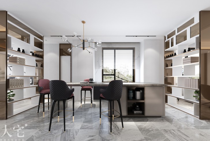 梅溪香山500平方米現代輕奢風格案例效果圖-書房