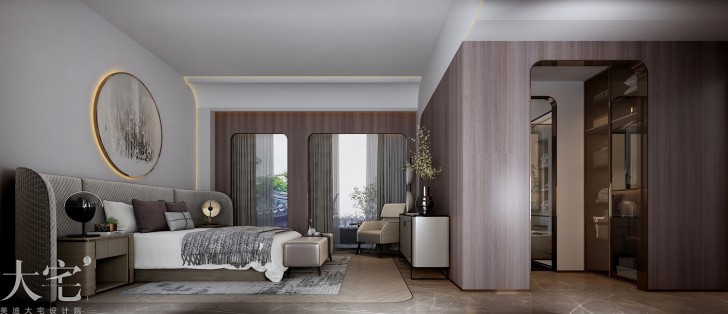 綠城高爾夫小鎮400平方米現代輕奢風格案例效果圖-臥室