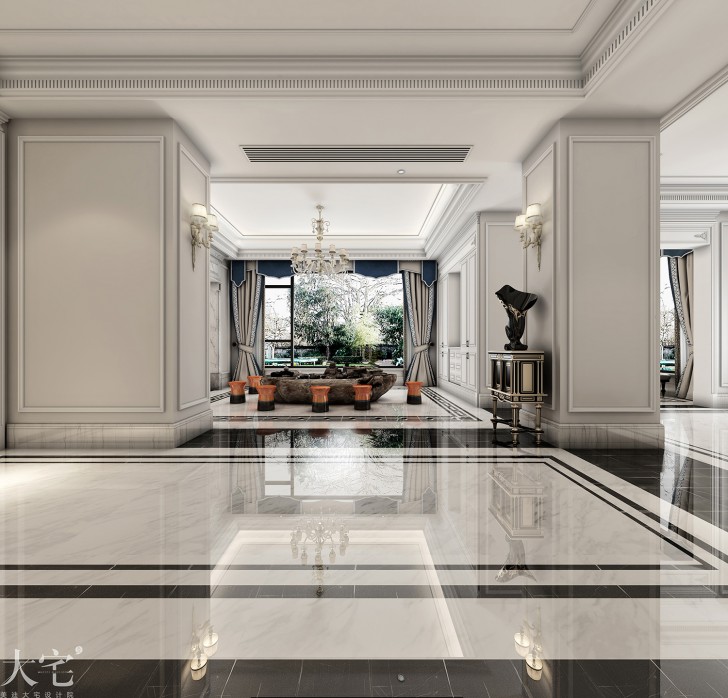 水岸新都600平方米法式風(fēng)格案例效果圖-茶室