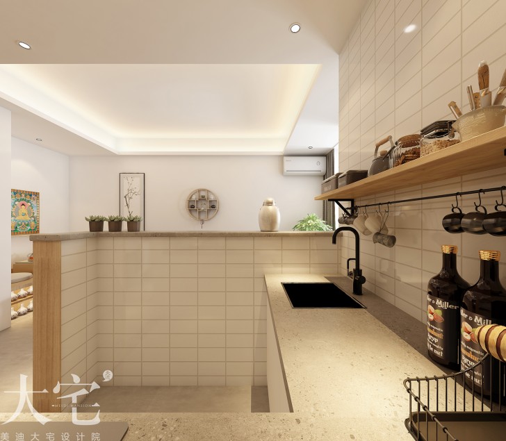 五一廣場商圈50平方米北歐風格民宿公寓案例效果圖-廚房