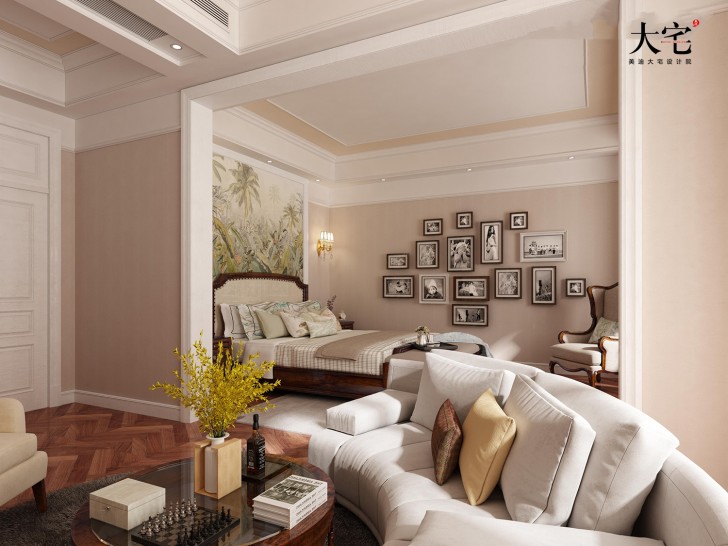 昆侖和府1300平方米美式風格案例效果圖-臥室