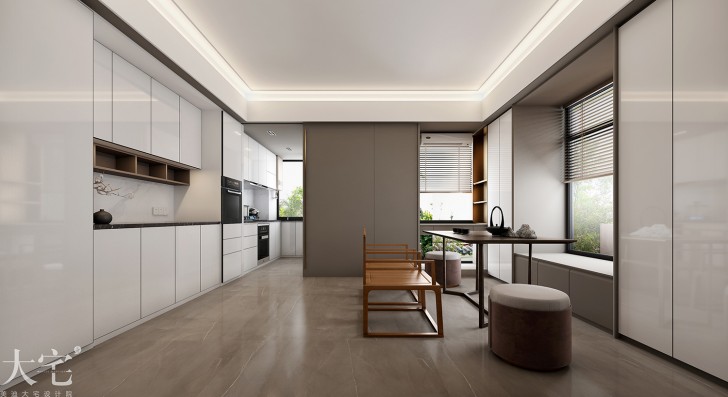 金地社區(qū)45平方米新中式禪意風(fēng)格案例效果圖-餐廳