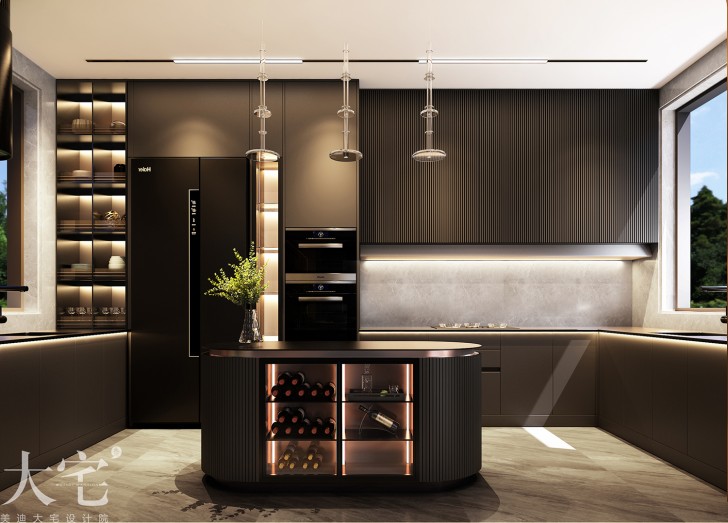 綠城高爾夫小鎮400平方米現代輕奢風格案例效果圖-廚房