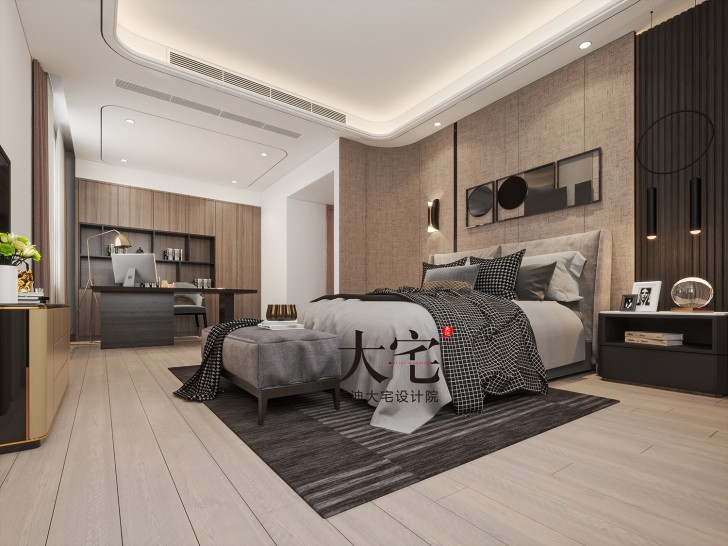 湘江壹號245平方米現代風格案例效果圖-臥室