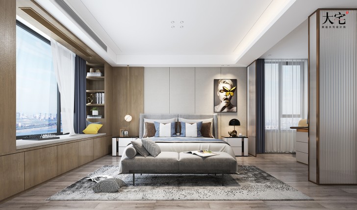 湘江壹號245平方米現代風格案例效果圖-臥室