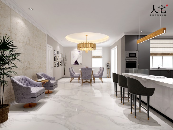 青竹園云樹苑800平方米現代輕奢風格案例效果圖-西廚