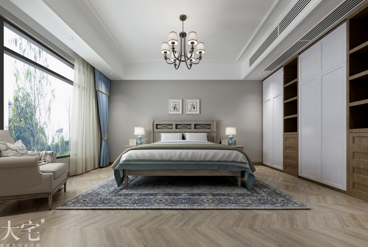 水印加州300平方米美式風格案例效果圖-臥室