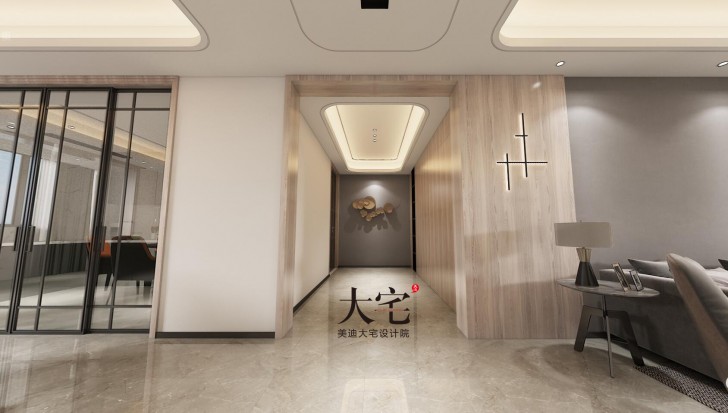 湘江壹號245平方米現代風格案例效果圖-玄關