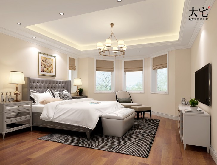 青竹園云樹苑800平方米現代輕奢風格案例效果圖-臥室