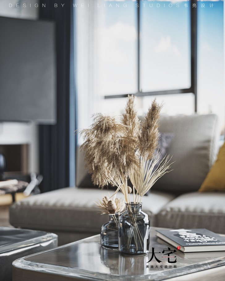 保利天禧240平方米現(xiàn)代極簡風(fēng)格案例效果圖-客廳