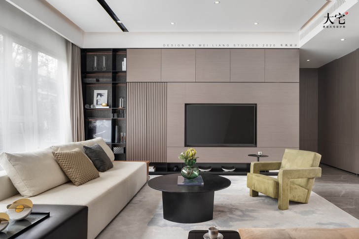 邯鄲保利185平方米現代輕奢風格樣板間案例效果圖-客廳