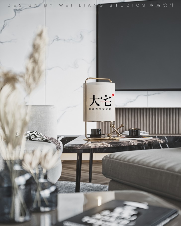 保利天禧240平方米現(xiàn)代極簡風(fēng)格案例效果圖-客廳