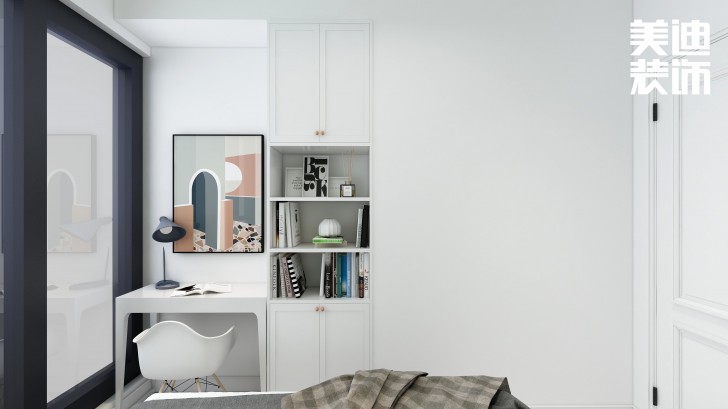 君合天璽99平方米北歐風格案例效果圖—臥室