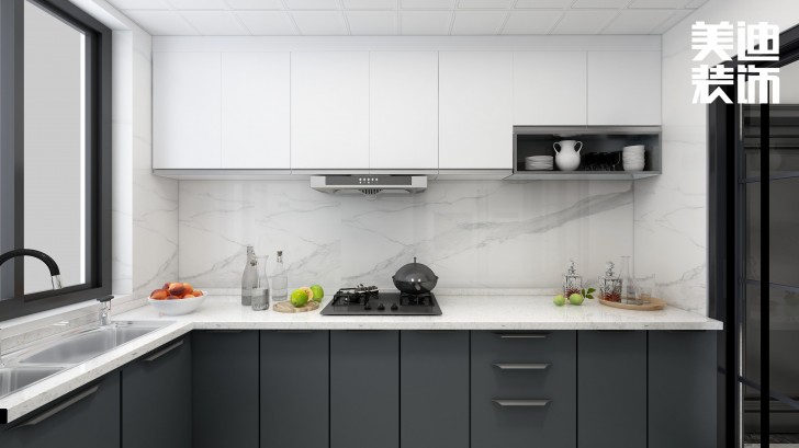 君合天璽99平方米北歐風格案例效果圖—廚房