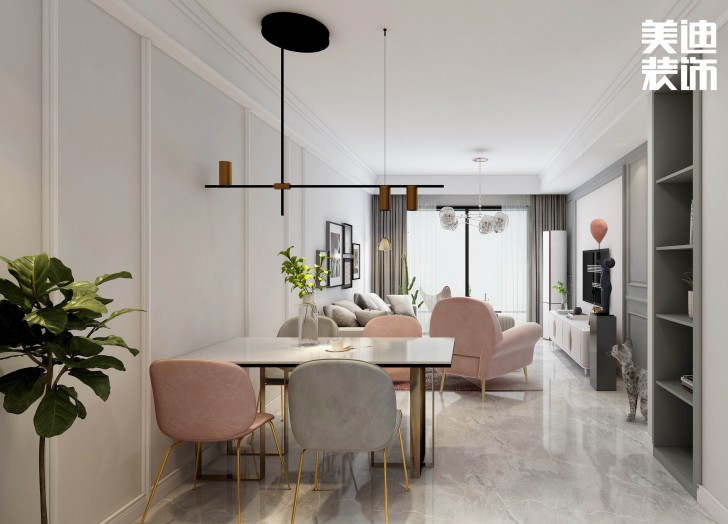 君合天璽99平方米北歐風格案例效果圖—餐廳