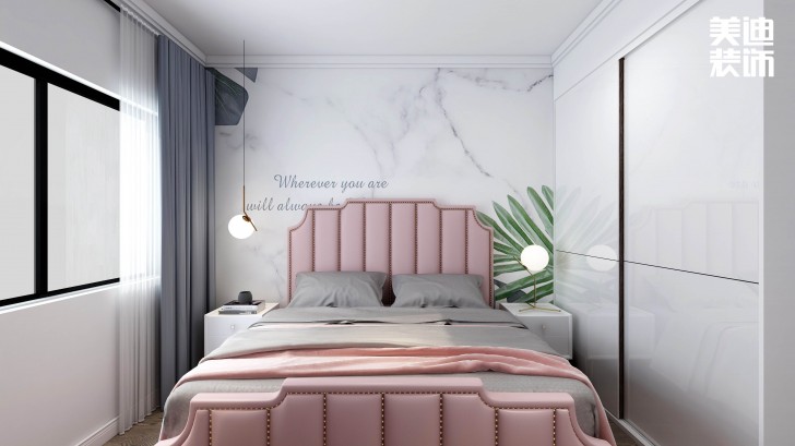 君合天璽99平方米北歐風格案例效果圖—臥室
