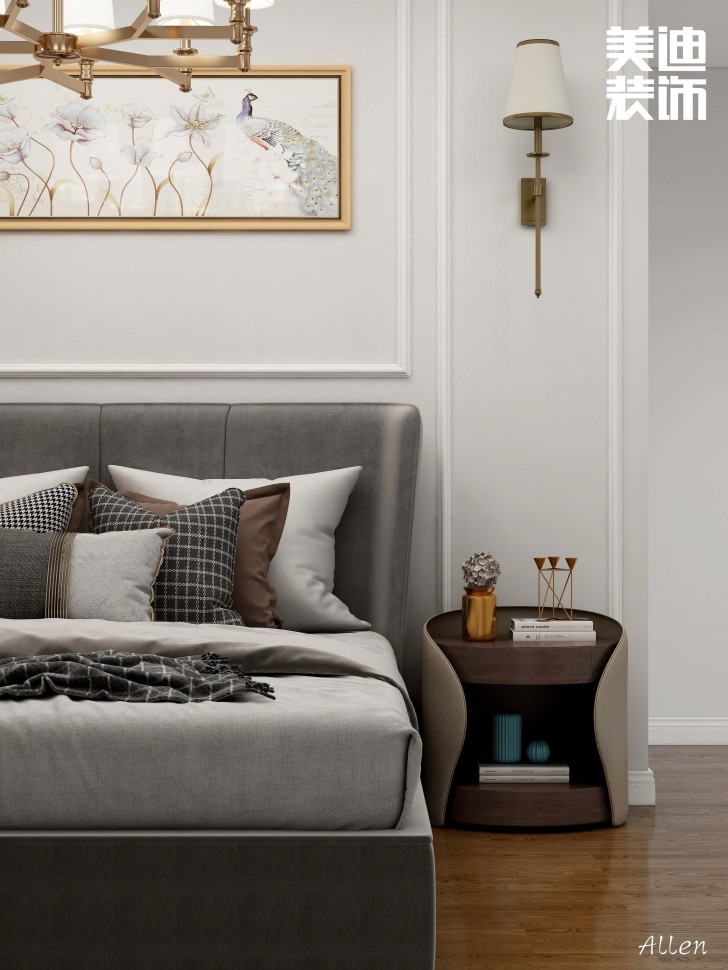 保利大都匯125㎡簡歐風格案例效果圖—臥室