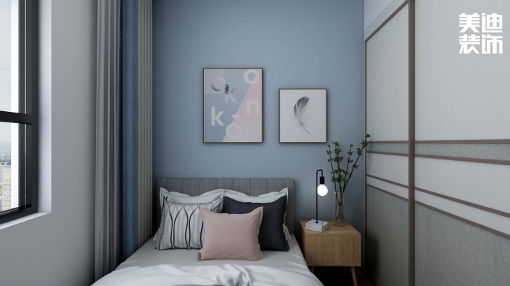 江山帝景95㎡北歐風(fēng)格案例效果圖—臥室