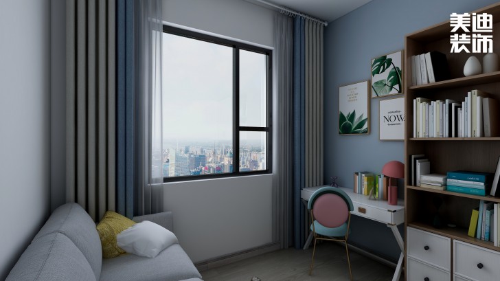 江山帝景95㎡北歐風(fēng)格案例效果圖—書房
